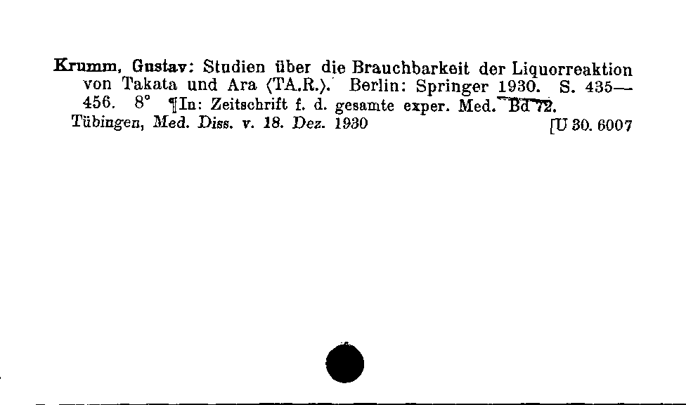 [Katalogkarte Dissertationenkatalog bis 1980]