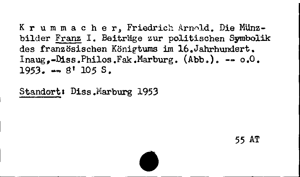 [Katalogkarte Dissertationenkatalog bis 1980]