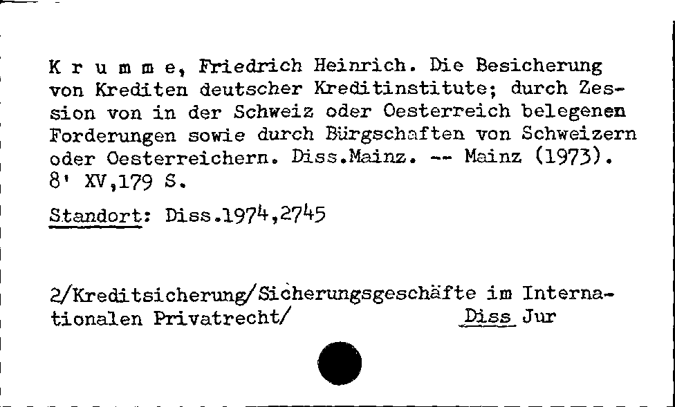 [Katalogkarte Dissertationenkatalog bis 1980]