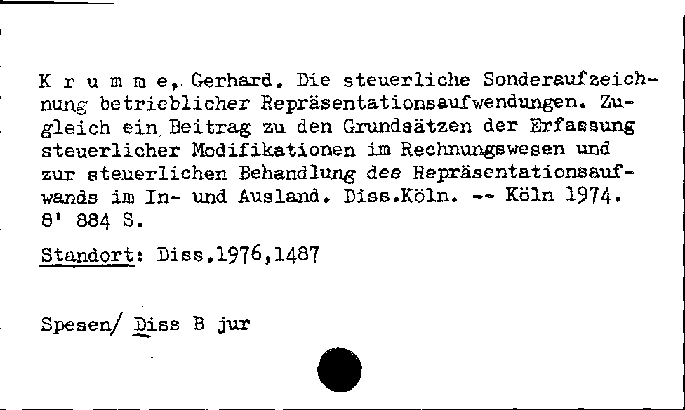 [Katalogkarte Dissertationenkatalog bis 1980]