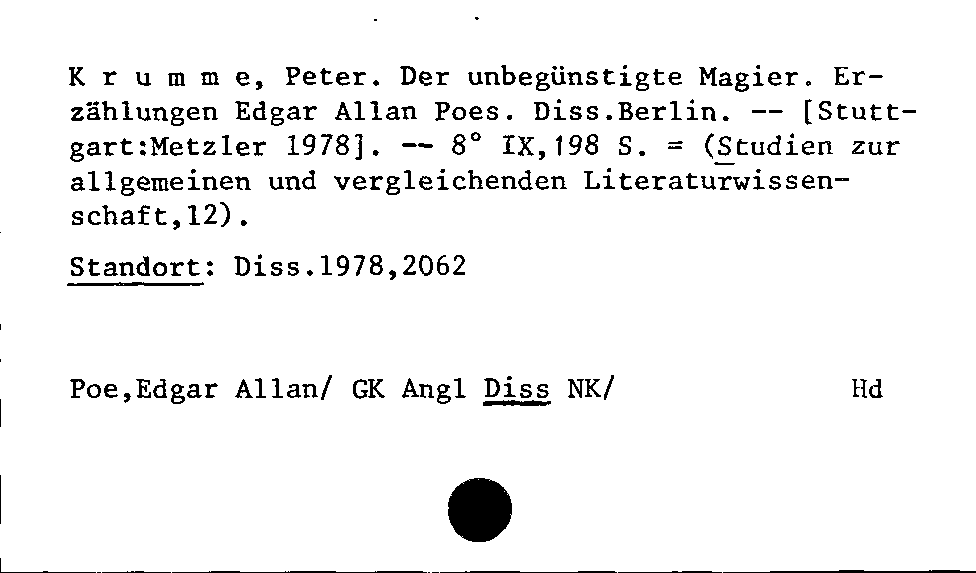 [Katalogkarte Dissertationenkatalog bis 1980]