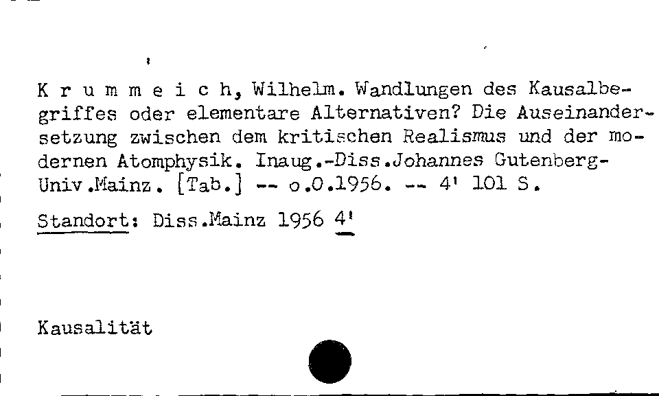 [Katalogkarte Dissertationenkatalog bis 1980]