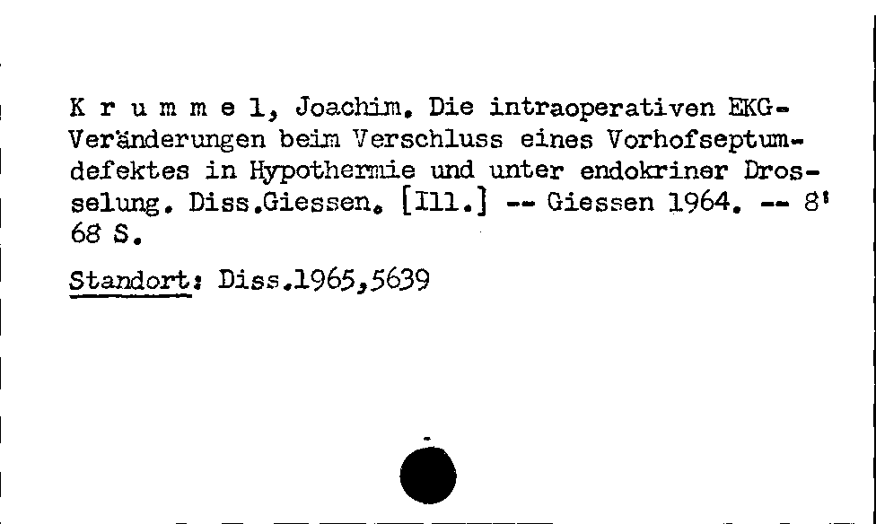 [Katalogkarte Dissertationenkatalog bis 1980]