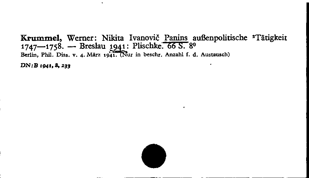 [Katalogkarte Dissertationenkatalog bis 1980]