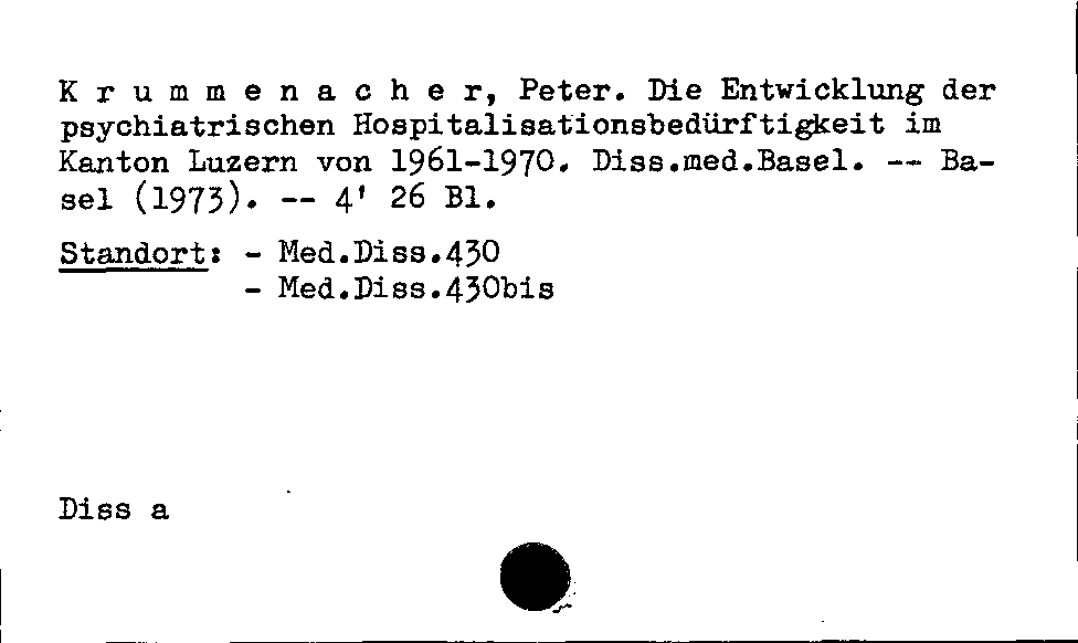 [Katalogkarte Dissertationenkatalog bis 1980]