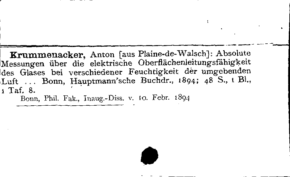 [Katalogkarte Dissertationenkatalog bis 1980]