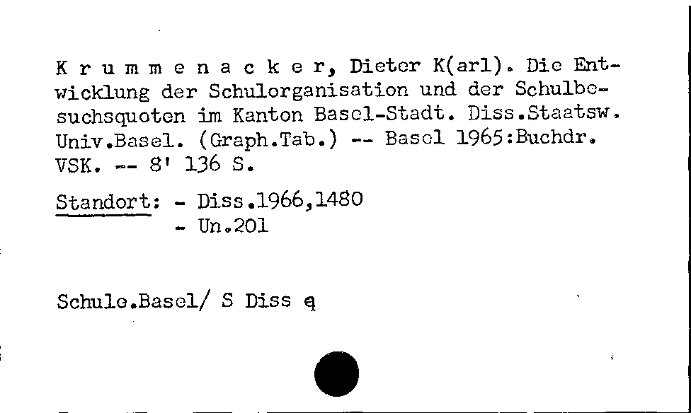 [Katalogkarte Dissertationenkatalog bis 1980]