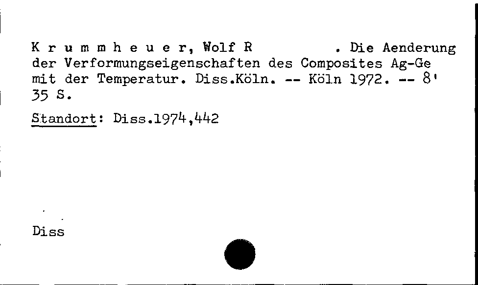 [Katalogkarte Dissertationenkatalog bis 1980]