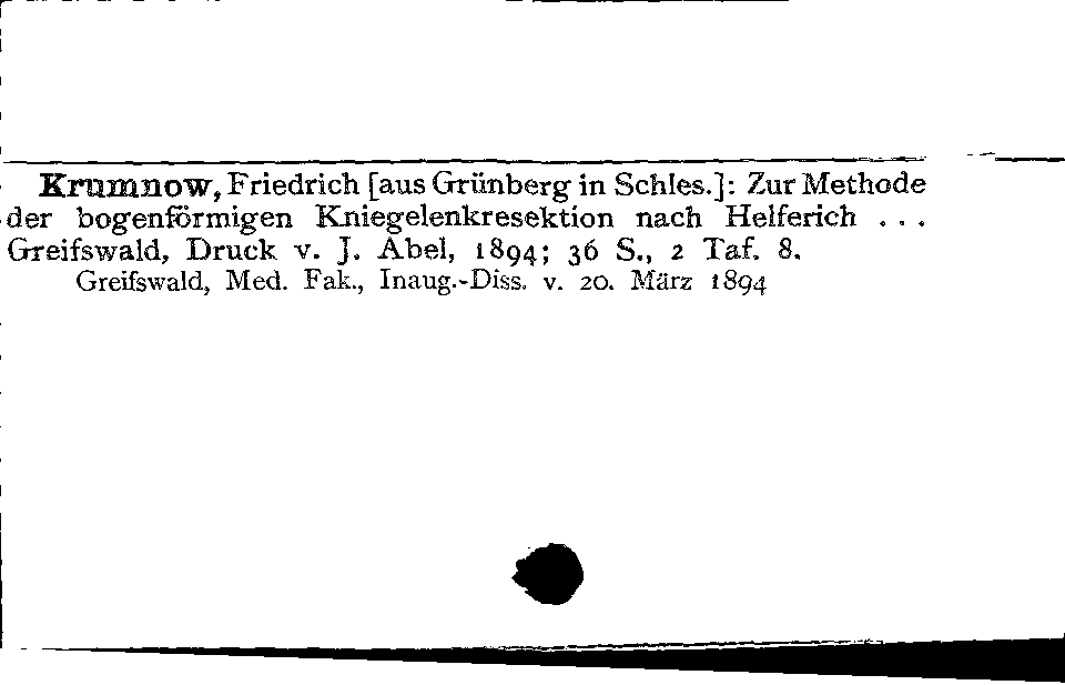 [Katalogkarte Dissertationenkatalog bis 1980]