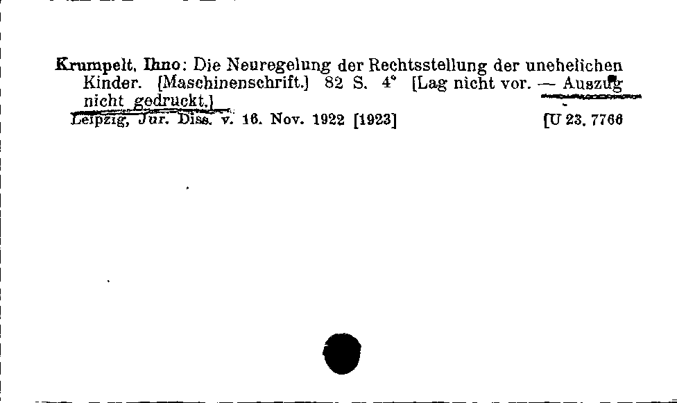 [Katalogkarte Dissertationenkatalog bis 1980]