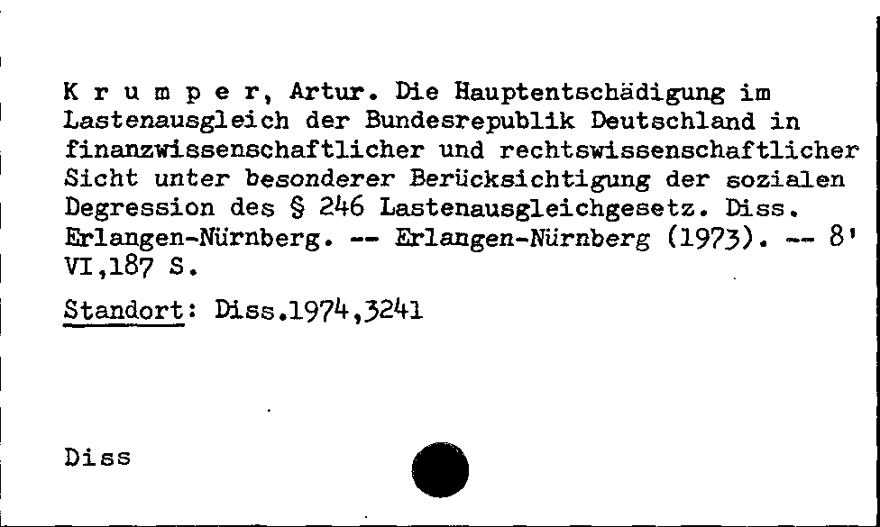 [Katalogkarte Dissertationenkatalog bis 1980]