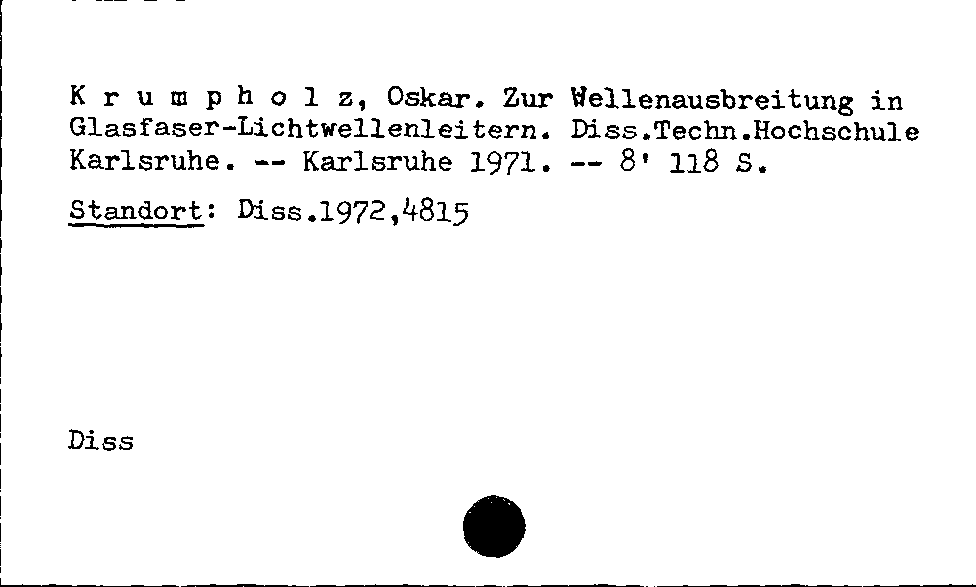 [Katalogkarte Dissertationenkatalog bis 1980]