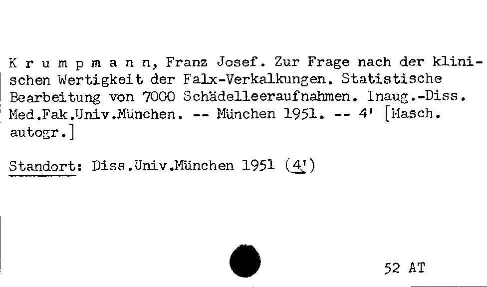 [Katalogkarte Dissertationenkatalog bis 1980]