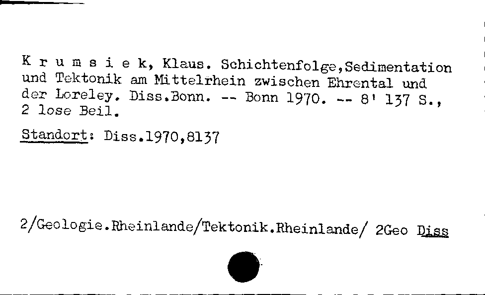 [Katalogkarte Dissertationenkatalog bis 1980]