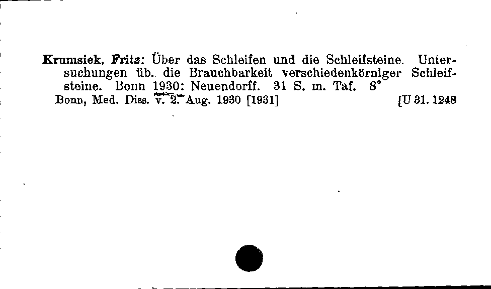 [Katalogkarte Dissertationenkatalog bis 1980]