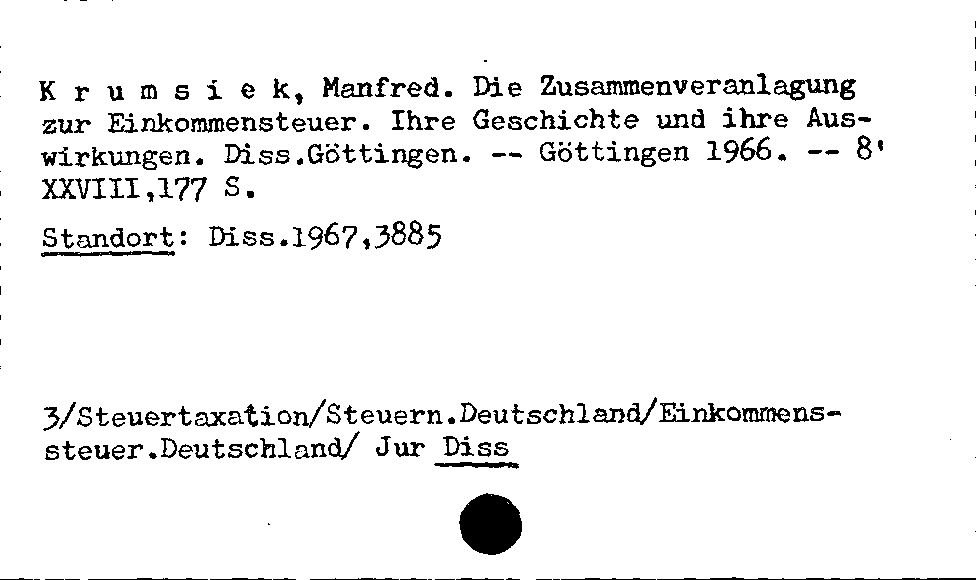 [Katalogkarte Dissertationenkatalog bis 1980]