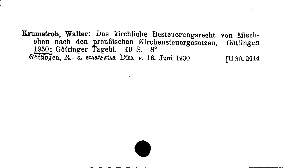 [Katalogkarte Dissertationenkatalog bis 1980]