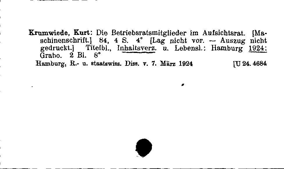 [Katalogkarte Dissertationenkatalog bis 1980]