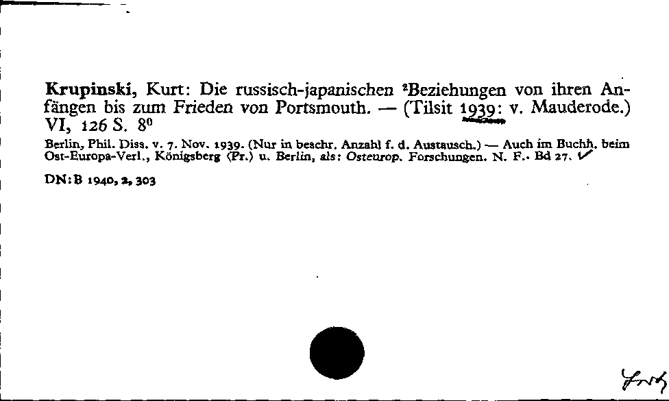 [Katalogkarte Dissertationenkatalog bis 1980]