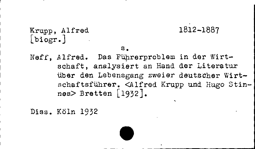 [Katalogkarte Dissertationenkatalog bis 1980]