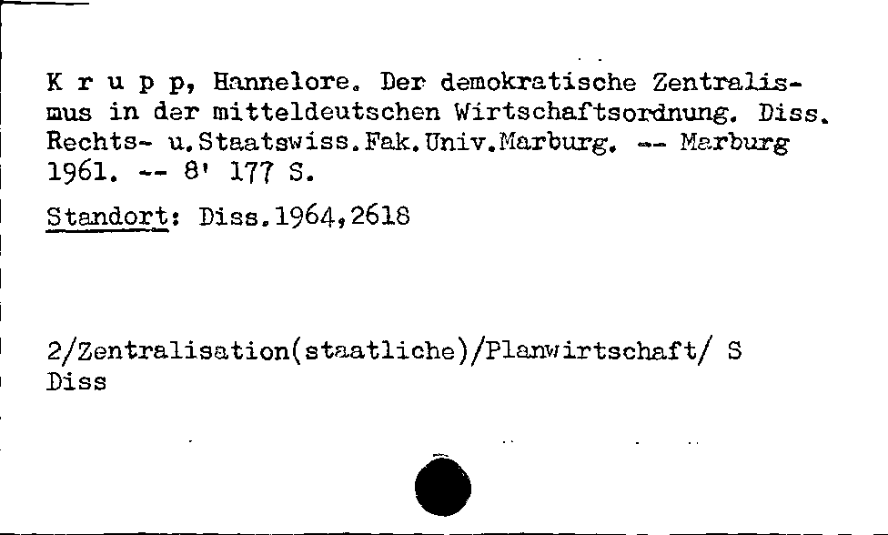 [Katalogkarte Dissertationenkatalog bis 1980]