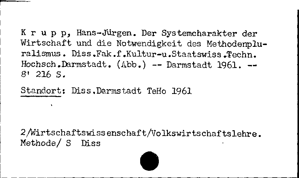 [Katalogkarte Dissertationenkatalog bis 1980]