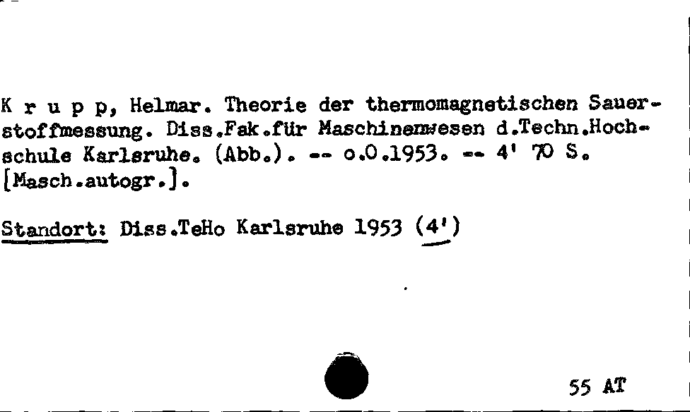 [Katalogkarte Dissertationenkatalog bis 1980]