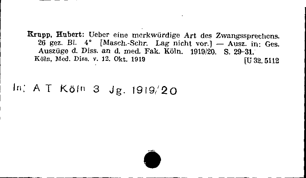 [Katalogkarte Dissertationenkatalog bis 1980]