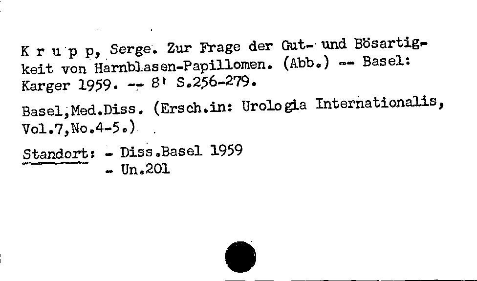 [Katalogkarte Dissertationenkatalog bis 1980]