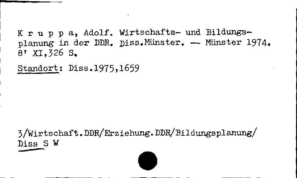 [Katalogkarte Dissertationenkatalog bis 1980]