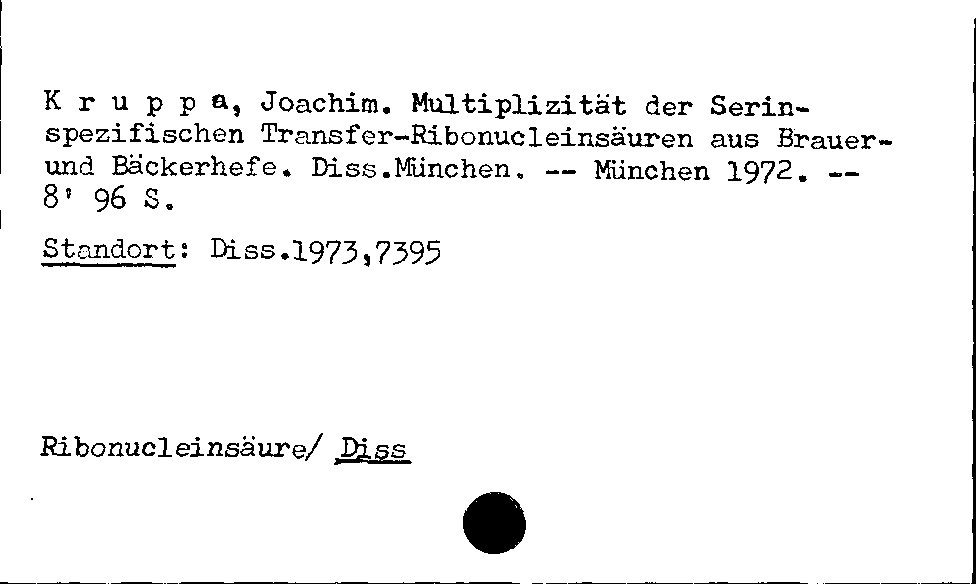 [Katalogkarte Dissertationenkatalog bis 1980]