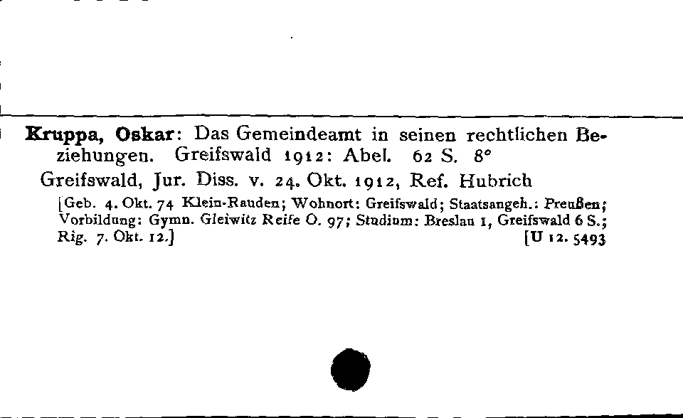 [Katalogkarte Dissertationenkatalog bis 1980]