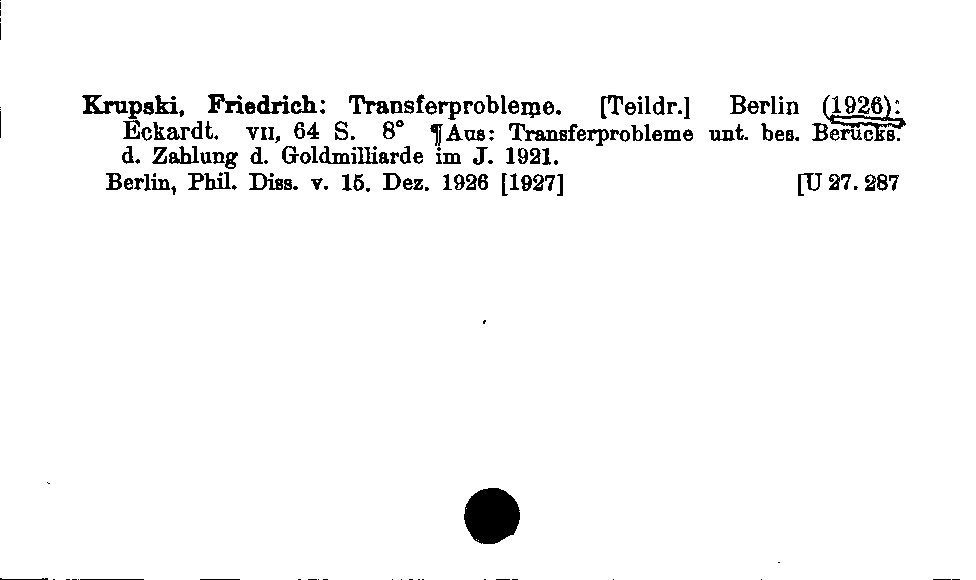 [Katalogkarte Dissertationenkatalog bis 1980]