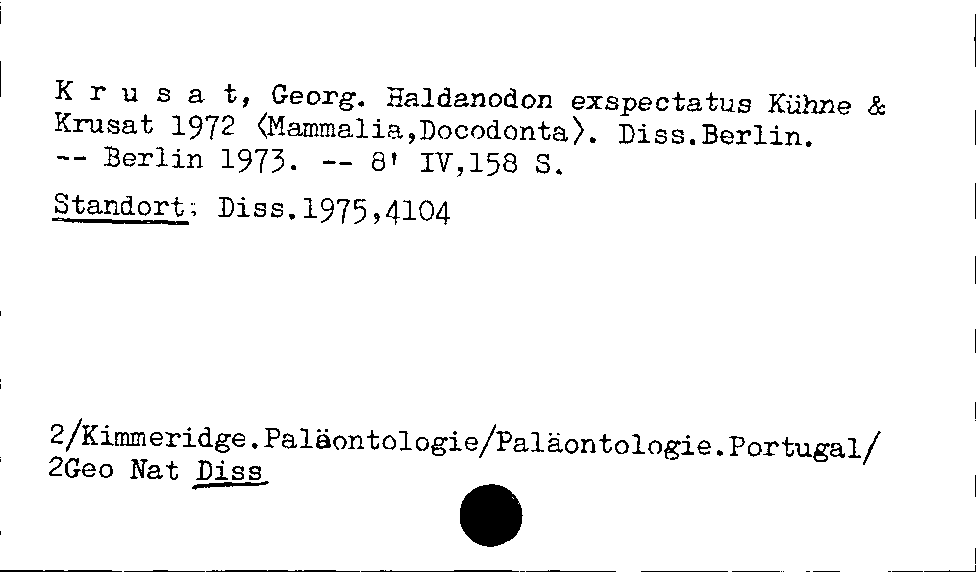 [Katalogkarte Dissertationenkatalog bis 1980]