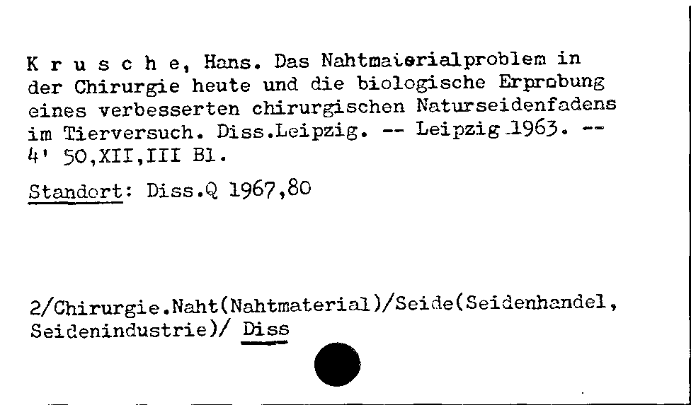 [Katalogkarte Dissertationenkatalog bis 1980]