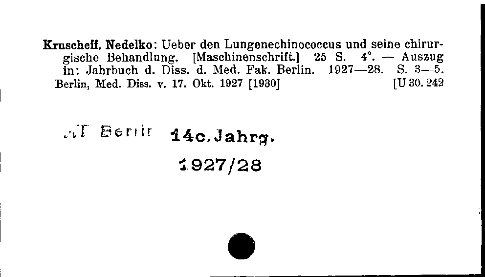 [Katalogkarte Dissertationenkatalog bis 1980]