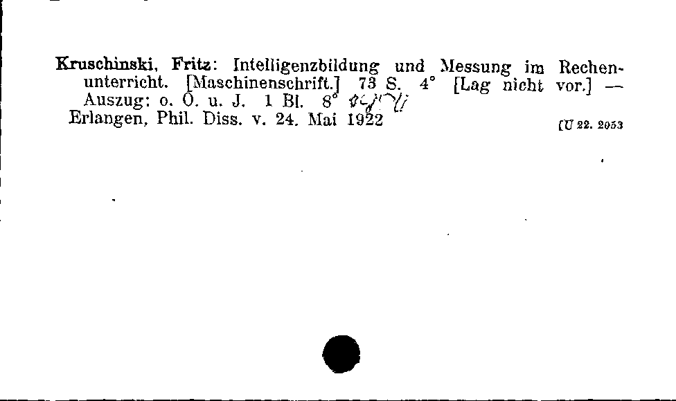 [Katalogkarte Dissertationenkatalog bis 1980]