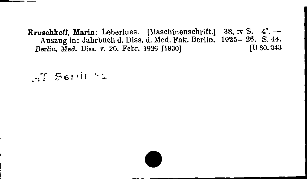 [Katalogkarte Dissertationenkatalog bis 1980]