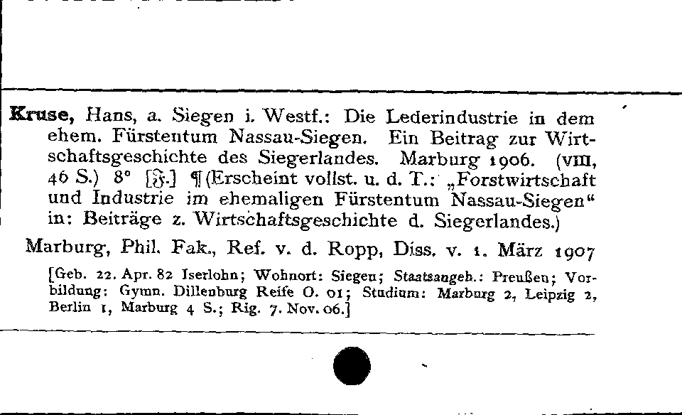 [Katalogkarte Dissertationenkatalog bis 1980]