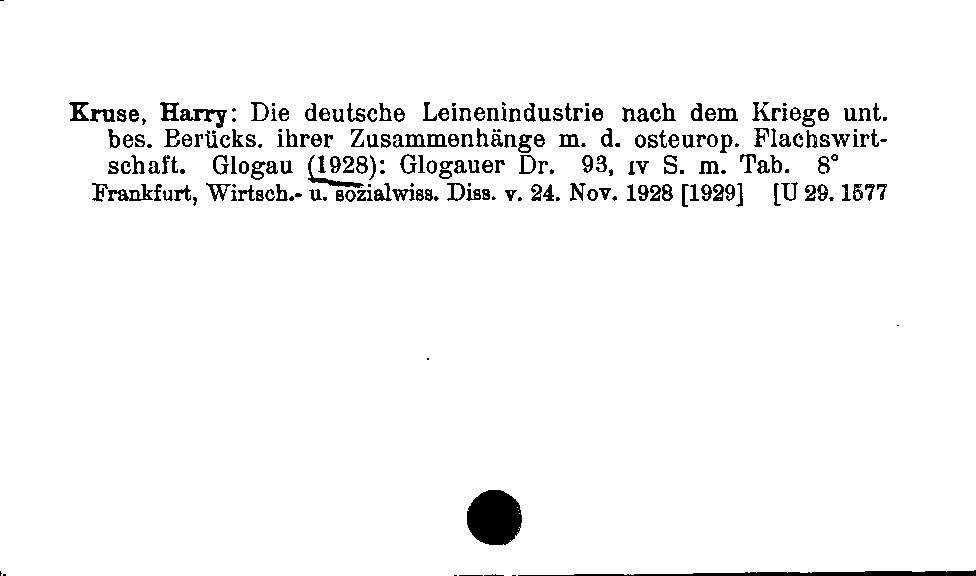 [Katalogkarte Dissertationenkatalog bis 1980]