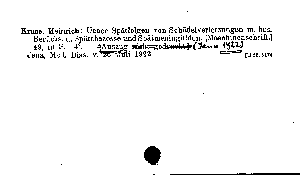 [Katalogkarte Dissertationenkatalog bis 1980]