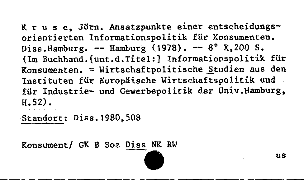 [Katalogkarte Dissertationenkatalog bis 1980]