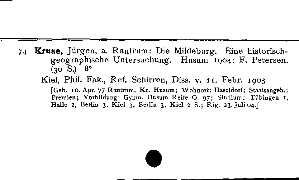 [Katalogkarte Dissertationenkatalog bis 1980]