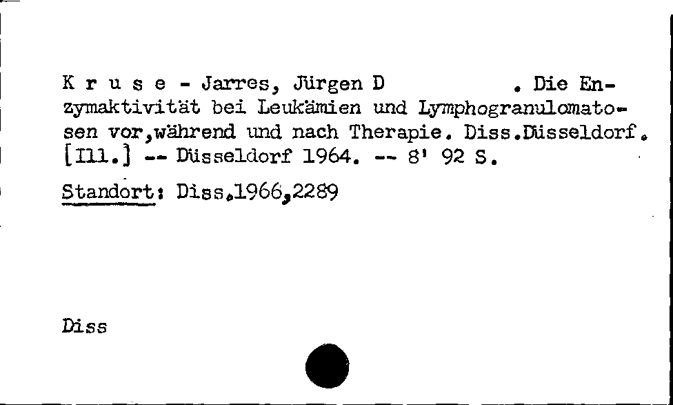 [Katalogkarte Dissertationenkatalog bis 1980]