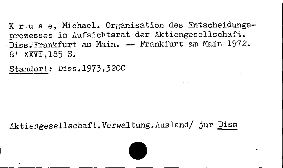 [Katalogkarte Dissertationenkatalog bis 1980]