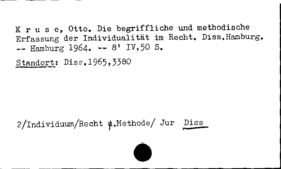 [Katalogkarte Dissertationenkatalog bis 1980]