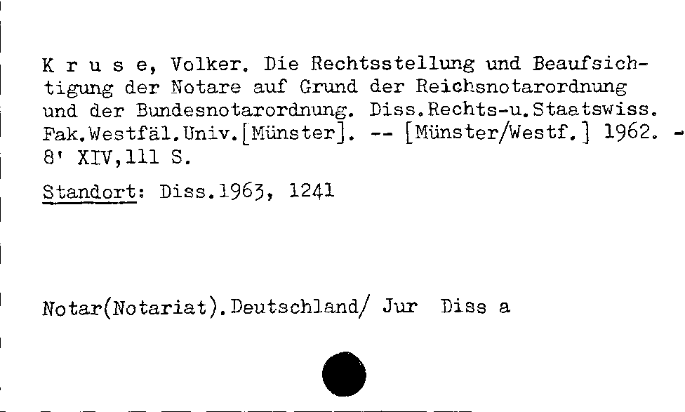 [Katalogkarte Dissertationenkatalog bis 1980]