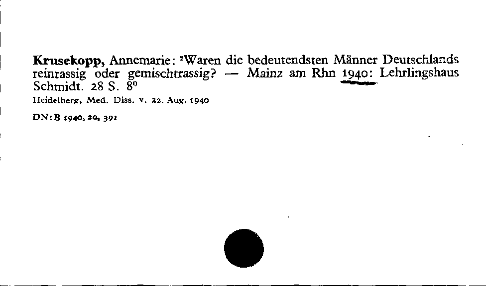 [Katalogkarte Dissertationenkatalog bis 1980]