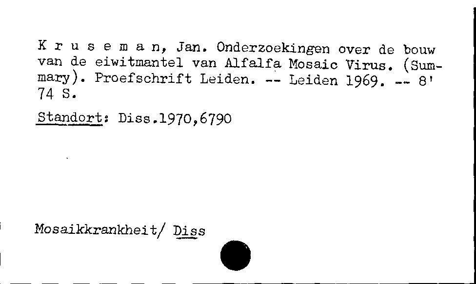 [Katalogkarte Dissertationenkatalog bis 1980]