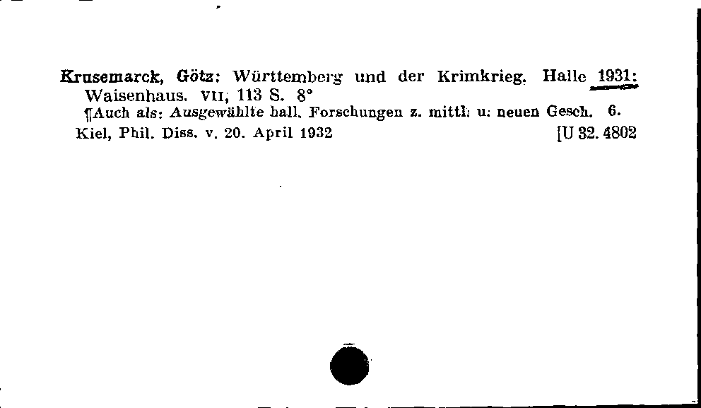 [Katalogkarte Dissertationenkatalog bis 1980]